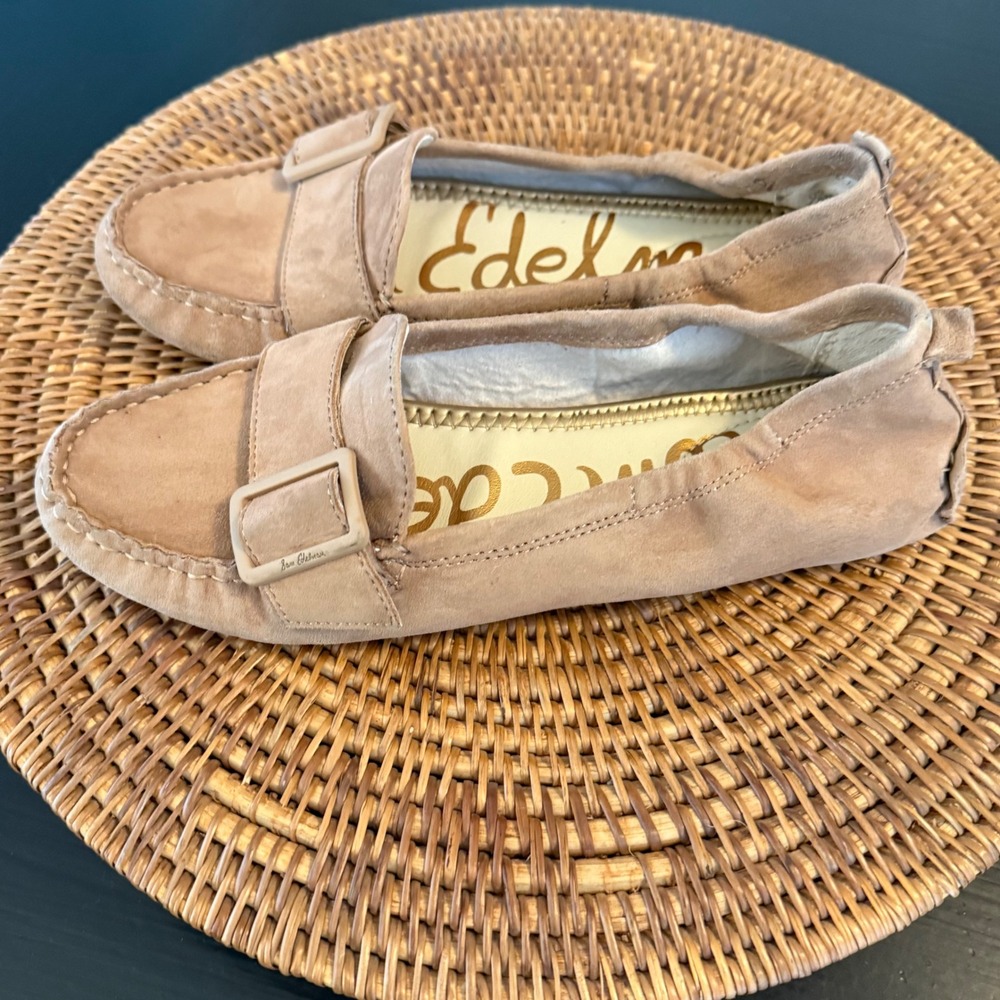 Sam Edelman Felicia‎ Tan Suede Buckle Loafers Flats Womens 7.5M - Picture 2 of 7